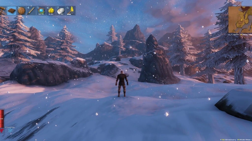 Valheim cheats gameplay in mountain biomes with god mode and stamina tools